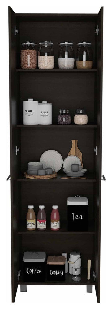 78" Modern Black Pantry Cabinet With Two Full Size Doors