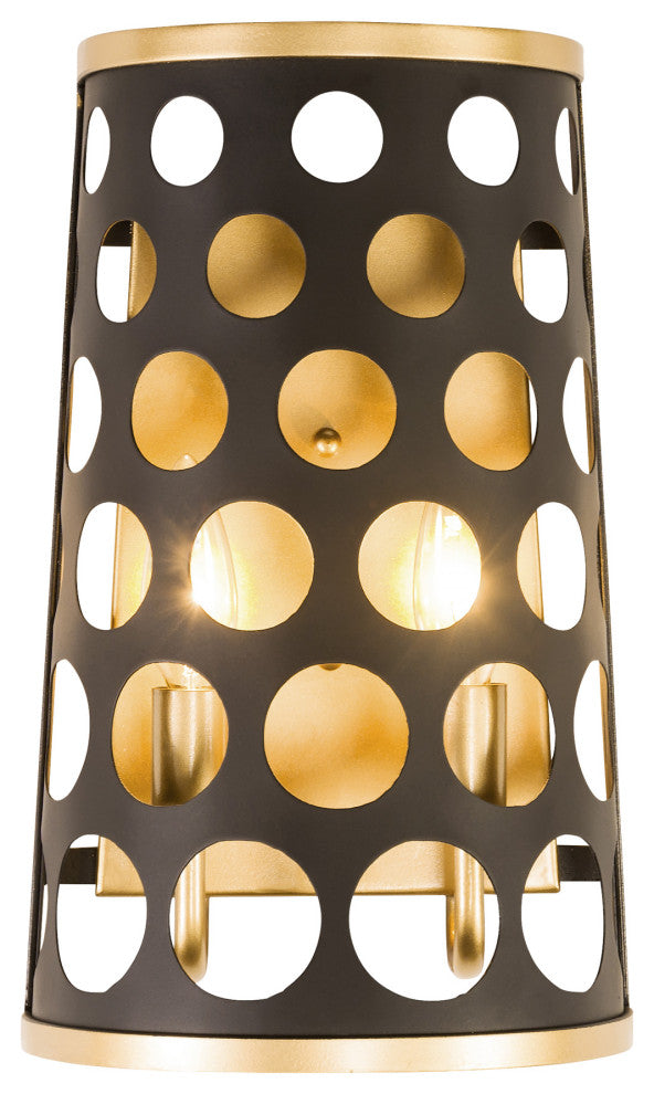 Varaluz-346W02MBFG-Two Light Wall Sconce Matte Black/French Gold
