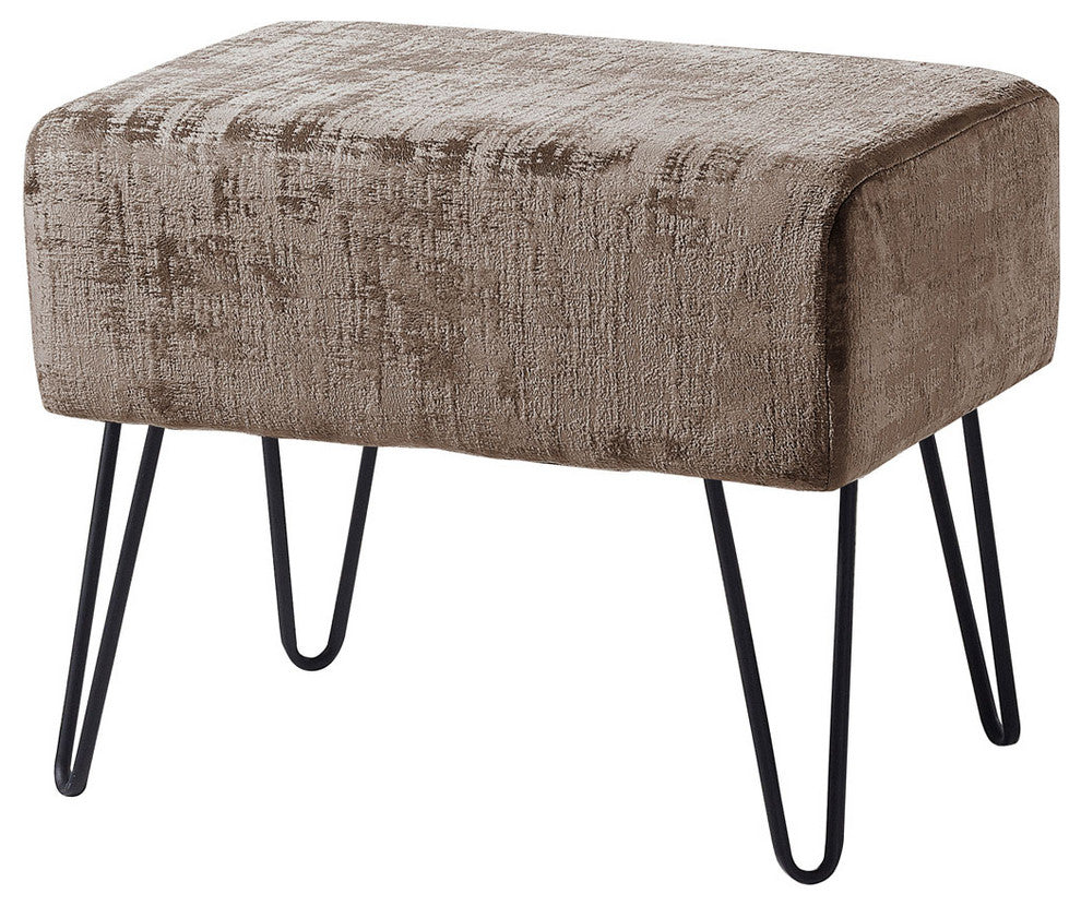 Textured Velvet Ottoman, Simply Taupe