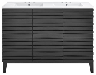 Cascade 48" Black Oak, Bathroom Vanity With White, 3-Hole Sink Top