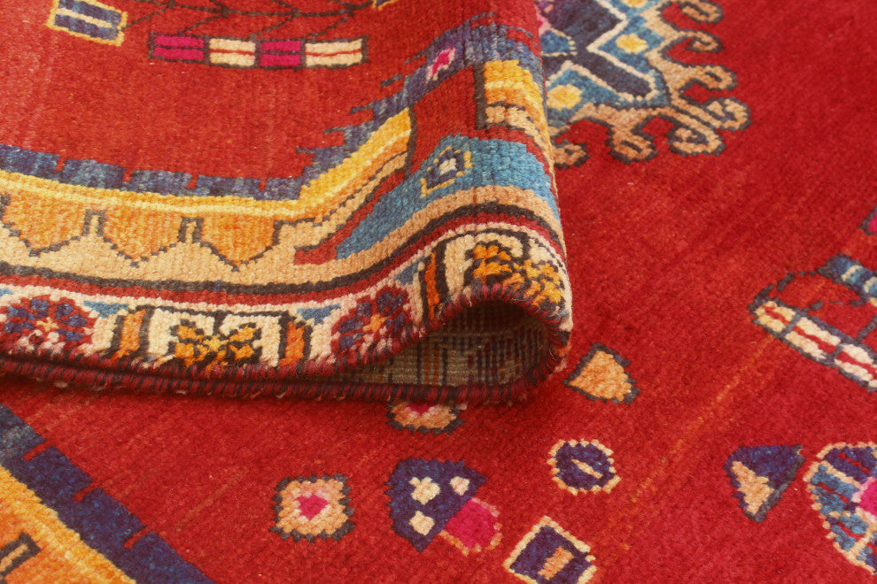Fine Vintage Distressed Charmain Red/Beige Runner, 3'8x7'11