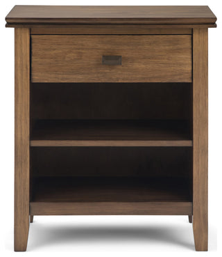 Artisan Solid Wood Bedside Table in Rustic Natural Aged Brown