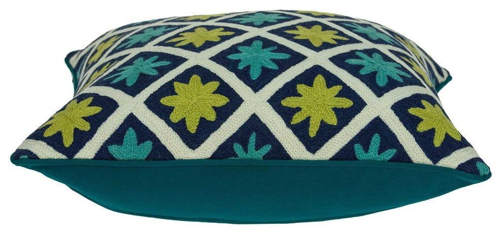 HomeRoots 20" x 7" x 20" Handmade Shades Of Green Pillow Cover With Poly Insert