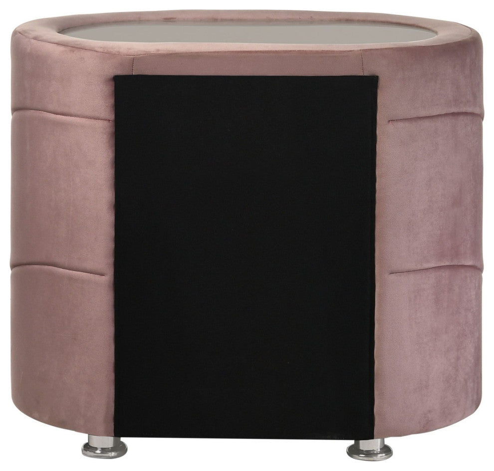 ACME Salonia Nightstand, Pink Velvet