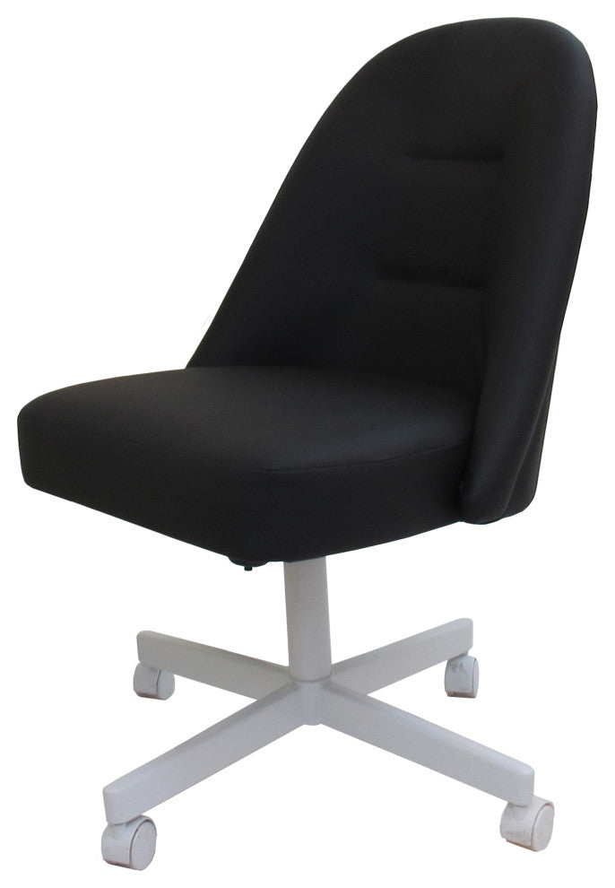 M-235 Swivel Metal Dining Caster Chair, Black Vinyl - White
