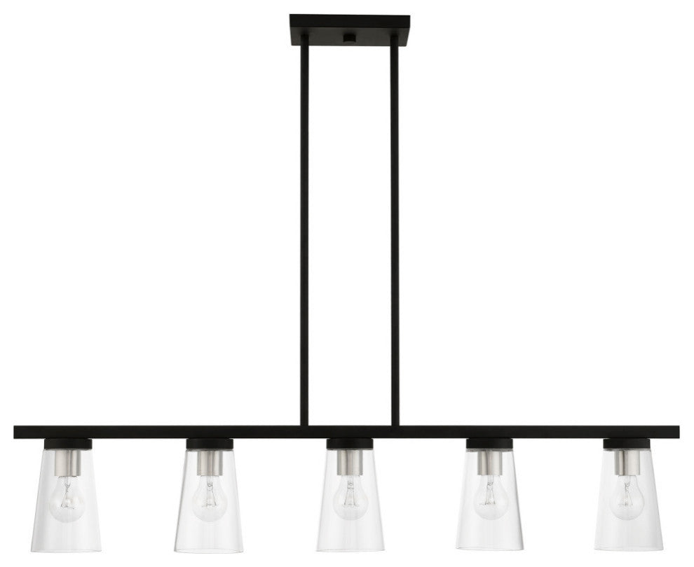 Cityview 5 Light Black With Brushed Nickel Accents Linear Chandelier
