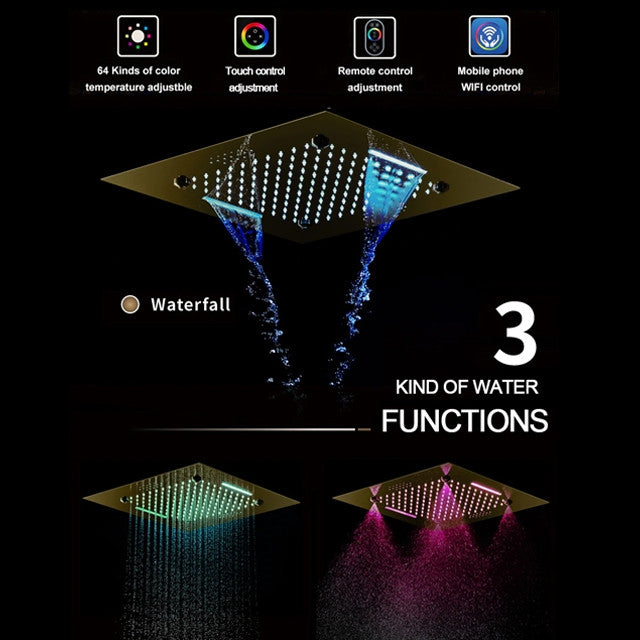 Led Musical Shower System With Hand Shower, Style 7 - Phone Control