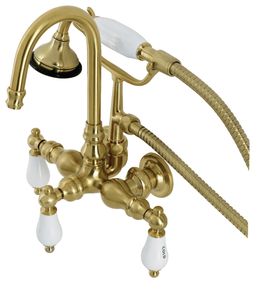 AE9T7 Wall Mount Clawfoot Tub Faucet, Brushed Brass