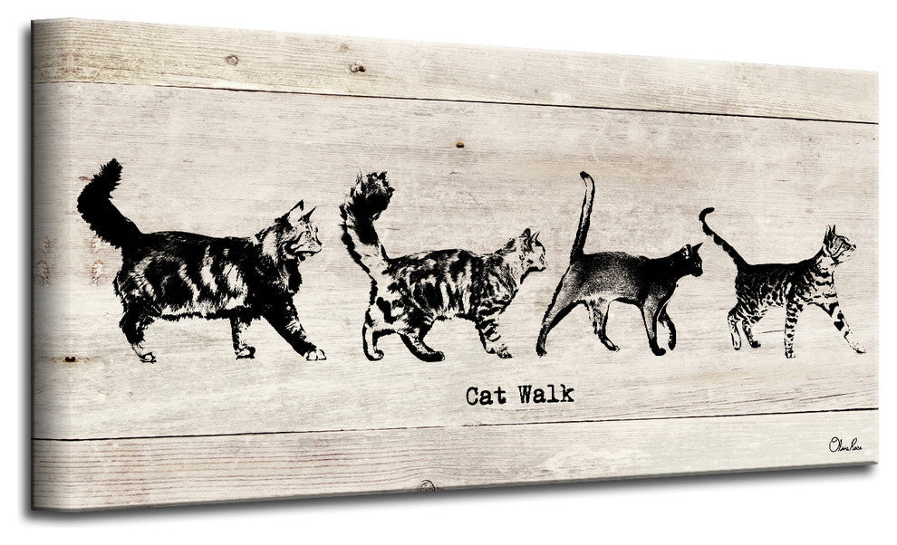 Ready2HangArt ''Cat Walk'' Wrapped Canvas Pet Wall Art, 8"x16"