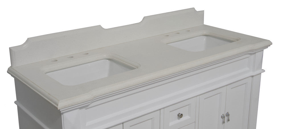 Elizabeth 60" Bathroom Vanity, Base: White, Top: Quartz, Double Vanity