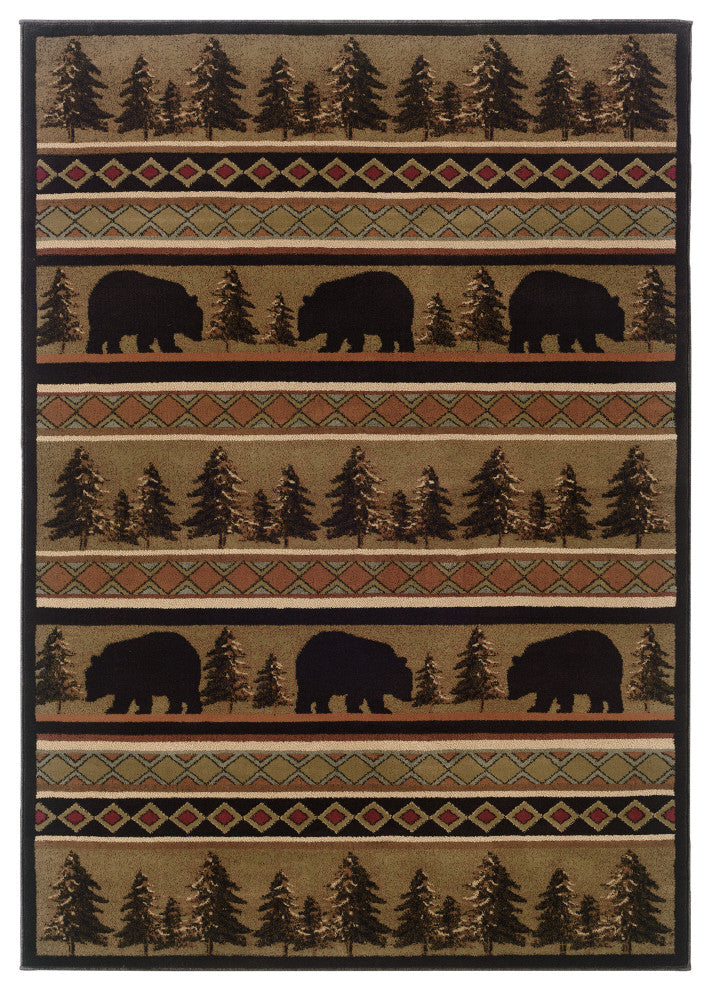 Harrison Lodge Black and Beige Rug, 10'x13'