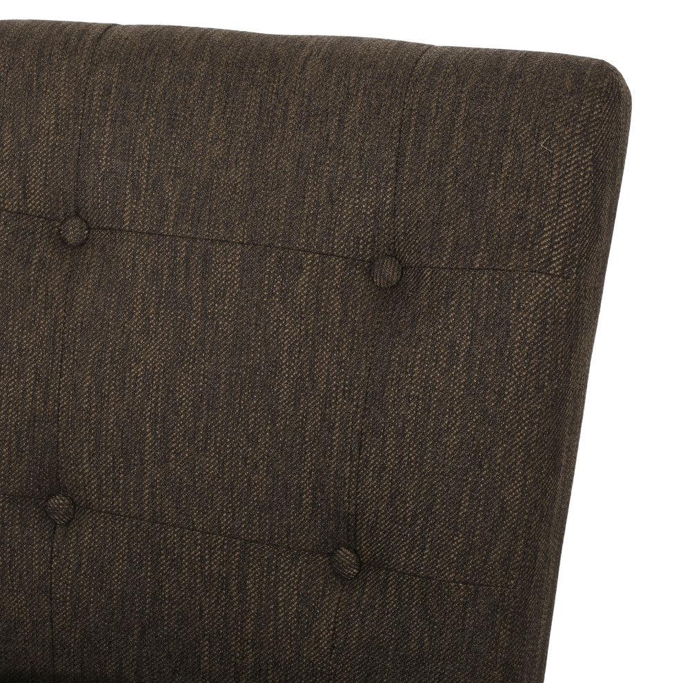 Dellroy Contemporary Fabric Button Tufted 26" Counter Stools, Set of 2, Brown/Weathered Brown