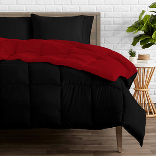 Bare Home Reversible Bed-in-a-Bag, Black/Red, Black, Queen