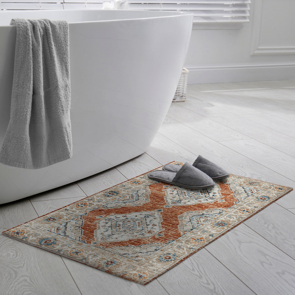 Indoor/Outdoor Marbella MB1 Spice Machine Washable 1'8" x 2'6" Rug