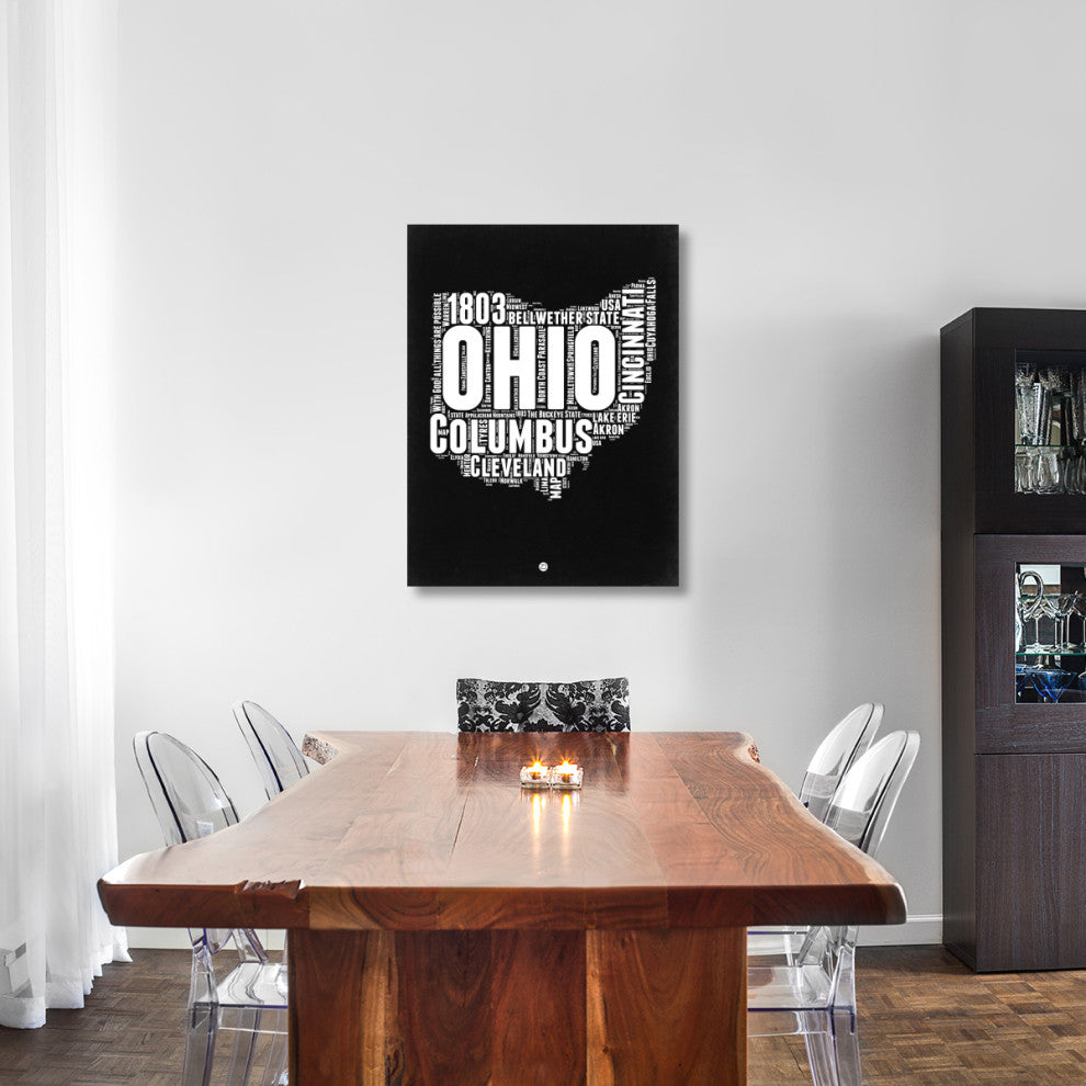 "Ohio Black and White Map" Fine Art Print
