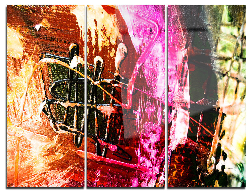 "Structure Abstract Art" Glossy Metal Wall Art, 3 Panels, 36"x28"