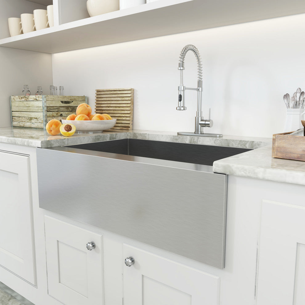 Stainless Steel Farmhouse Single Bowl Kitchen Sink with Accessories