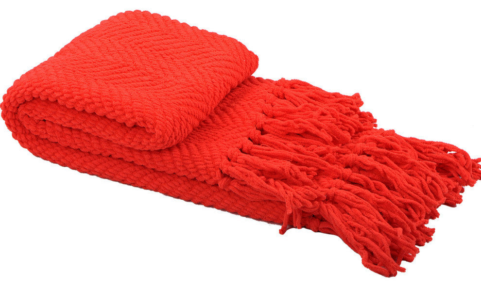 Tweed Knitted Throw Blanket, Fiesta, 50"x60"