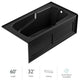 Jacuzzi CTS6032 BRX XXX 60" x 32" Cetra Three Wall Alcove Soaking - Black