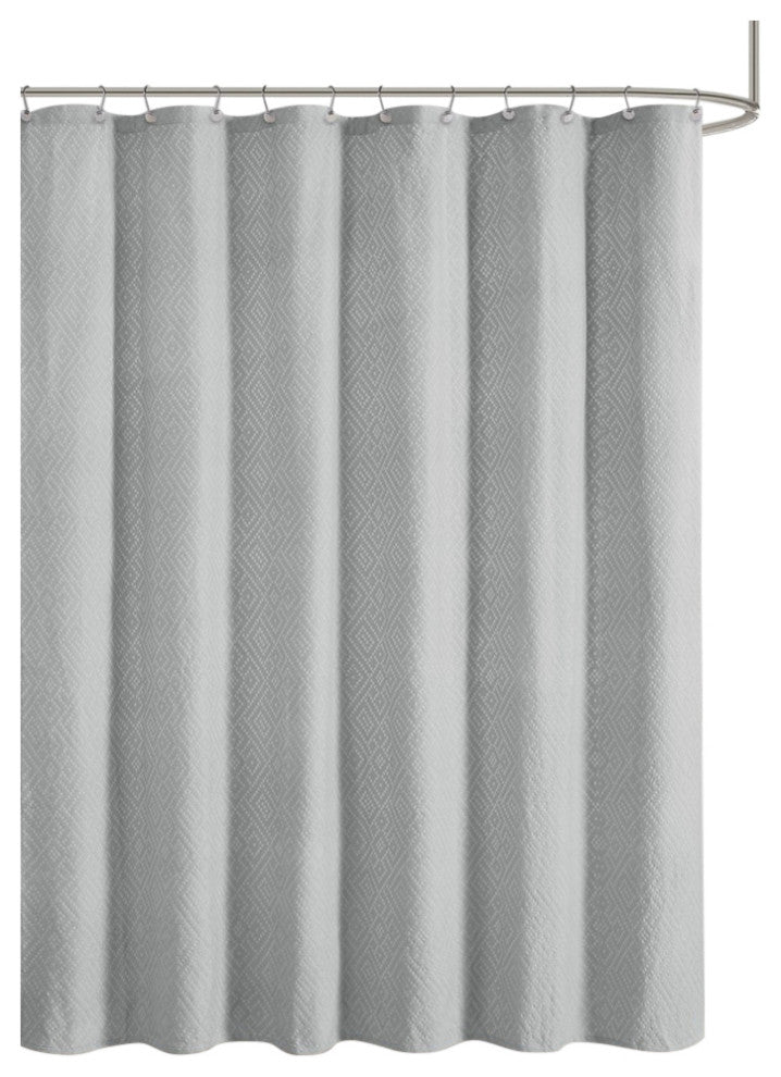 Croscill Calistoga Textured Cotton Matelasse Shower Curtain, Gray