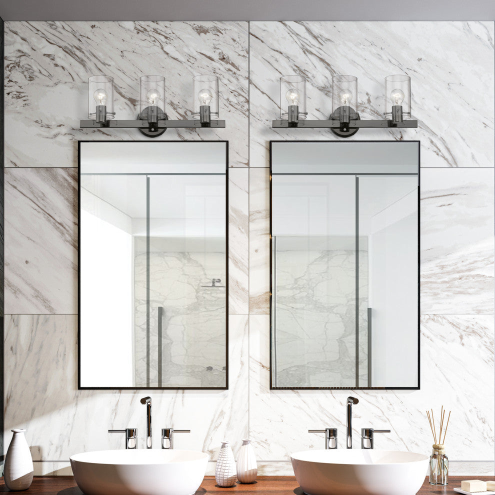 Munich 3 Light Black Chrome Vanity Sconce