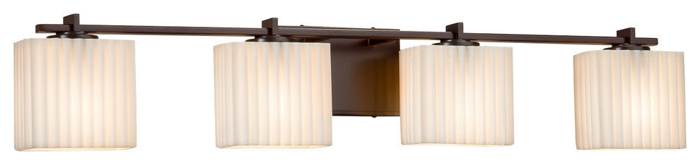 Porcelina Era 4-Light Bath Bar, Rectangle, Bronze, Pleats, LED