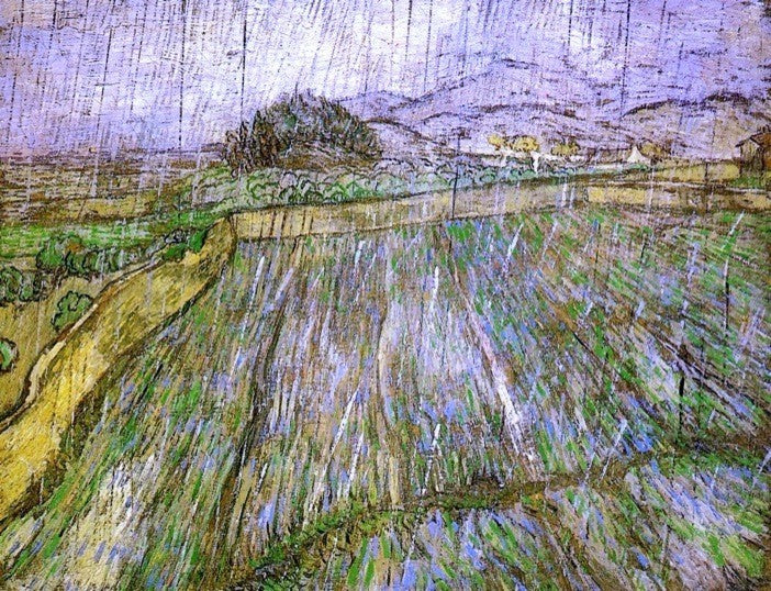 Vincent Van Gogh Wheat Field in Rain Wall Decal