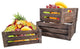 Rustic White Set of 3 Distressed Decorative Wood Crates Storage, Brown