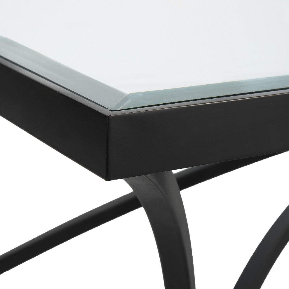 Uttermost 22909 Alayna Black Metal/Glass Coffee Table