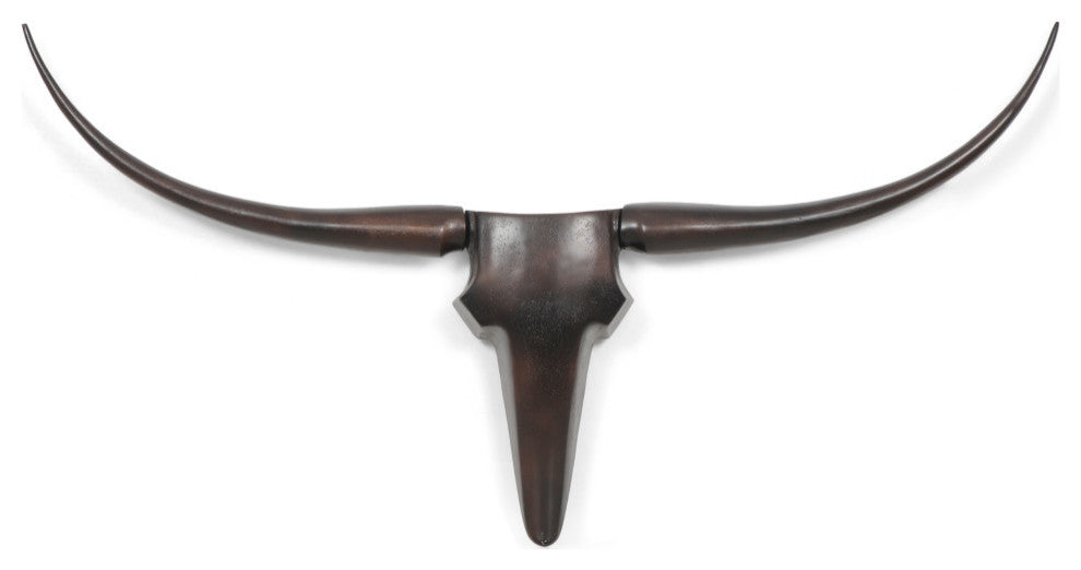 Treutlen Lanier Handcrafted Aluminum Bull Wall Decor, 48 W X 4 D X 24 H