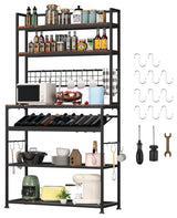 VEVOR Kitchen Bakers Rack with Cabinet 6-Tier Storage Shelf Rack 11 Hooks 65"H