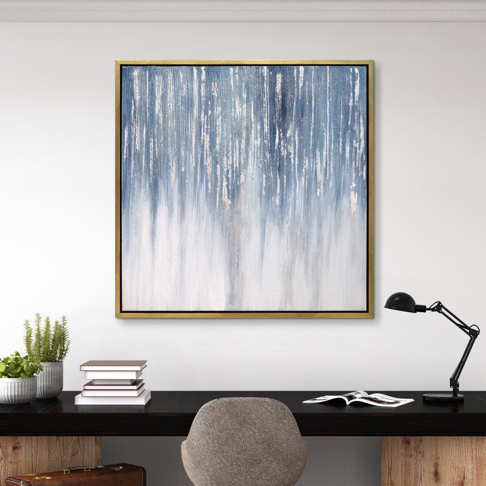 Frozen Rain Textured Metallic Hand Painted Framed Wall Art by Martin Edwards