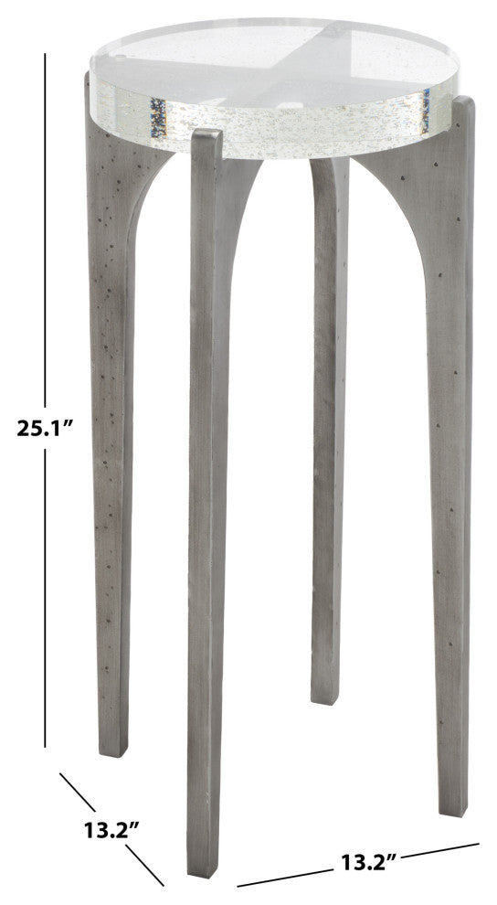 Safavieh Couture Tawny Round Bubble Glass Accent Table, Silver/Clear