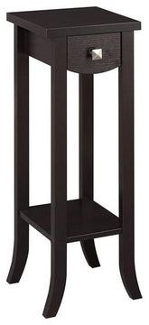 Pemberly Row Modern Prism Tall Plant Stand in Espresso Wood Finish