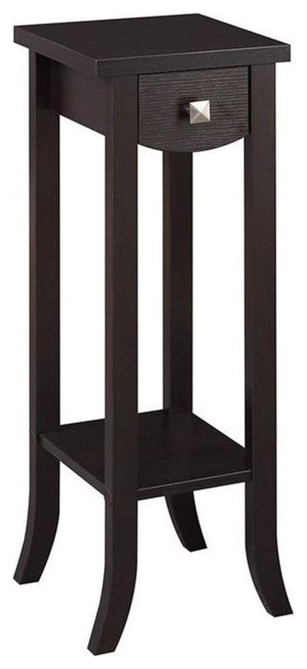 Pemberly Row Modern Prism Tall Plant Stand in Espresso Wood Finish