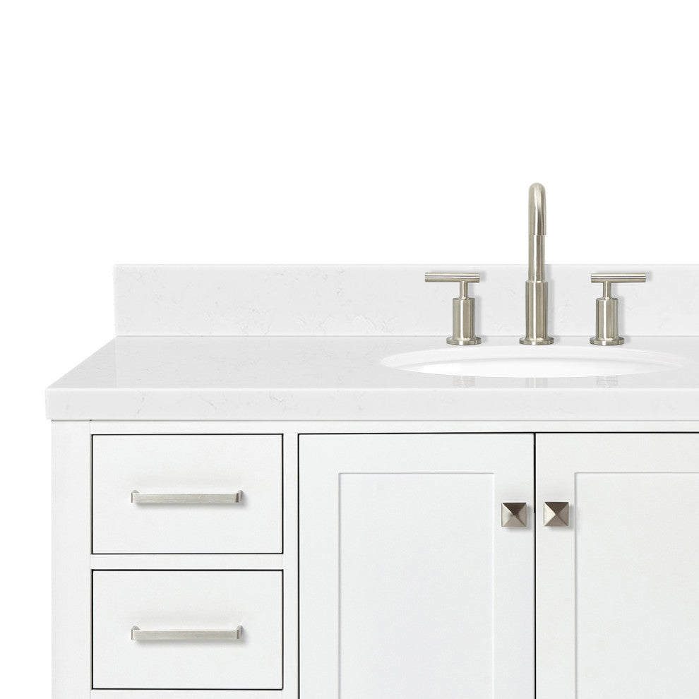 Ariel Cambridge 48" Single Oval Sink Vanity, Carrara Quartz