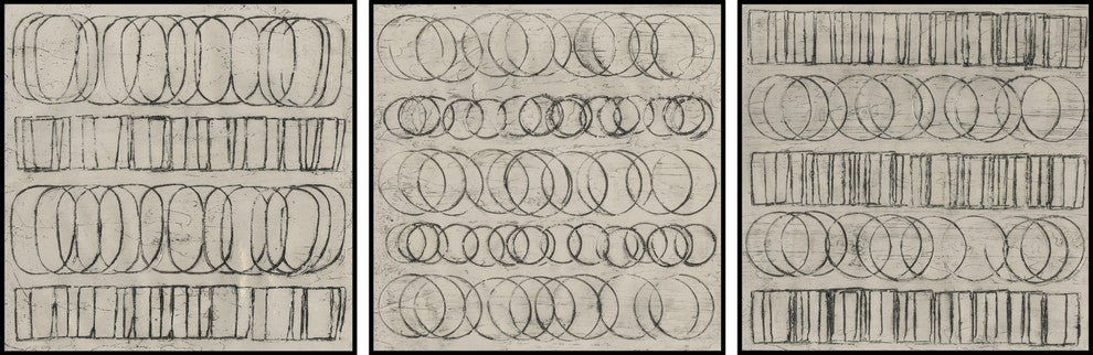 Linked Shapes Triptych, 36x12