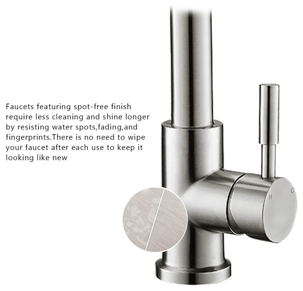 Single Handle Deck Mounted Spring Neck Pull Down Kitchen Faucet with Deckplate,