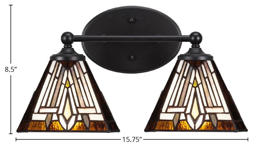 Capri 2-Light Bath Bar, Matte Black/Square Tahoe Art
