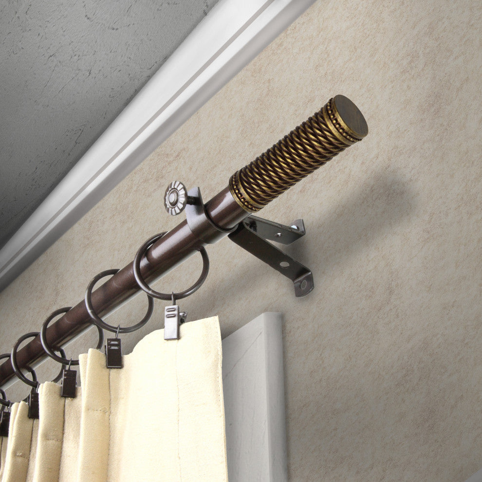 Barn 13/16" Diameter Curtain Rod, Cocoa, 18-28"