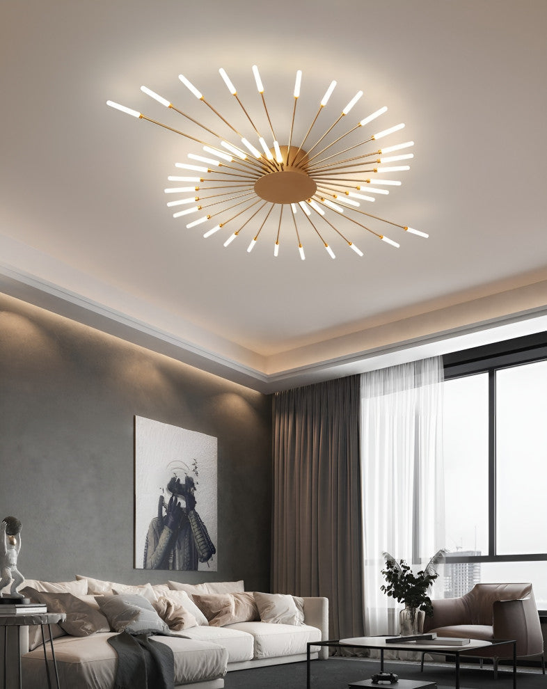 Yverdon-les-Bains | Creative Spiral LED Ceiling Light, Gold, 28 Heads