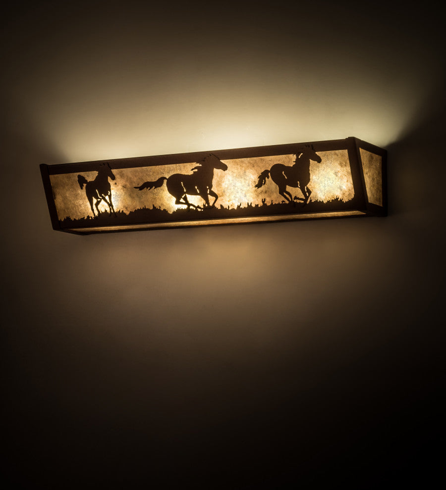 24 Wide Running Horses Vanity Light