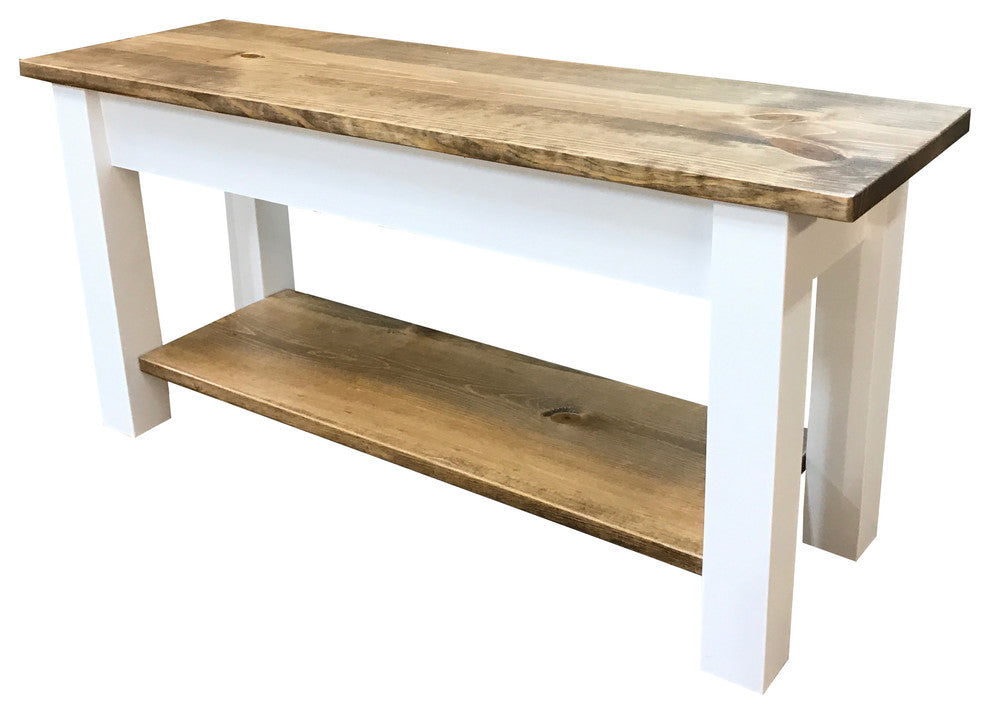 Ambler Farmhouse Bench With Shelf, 72"
