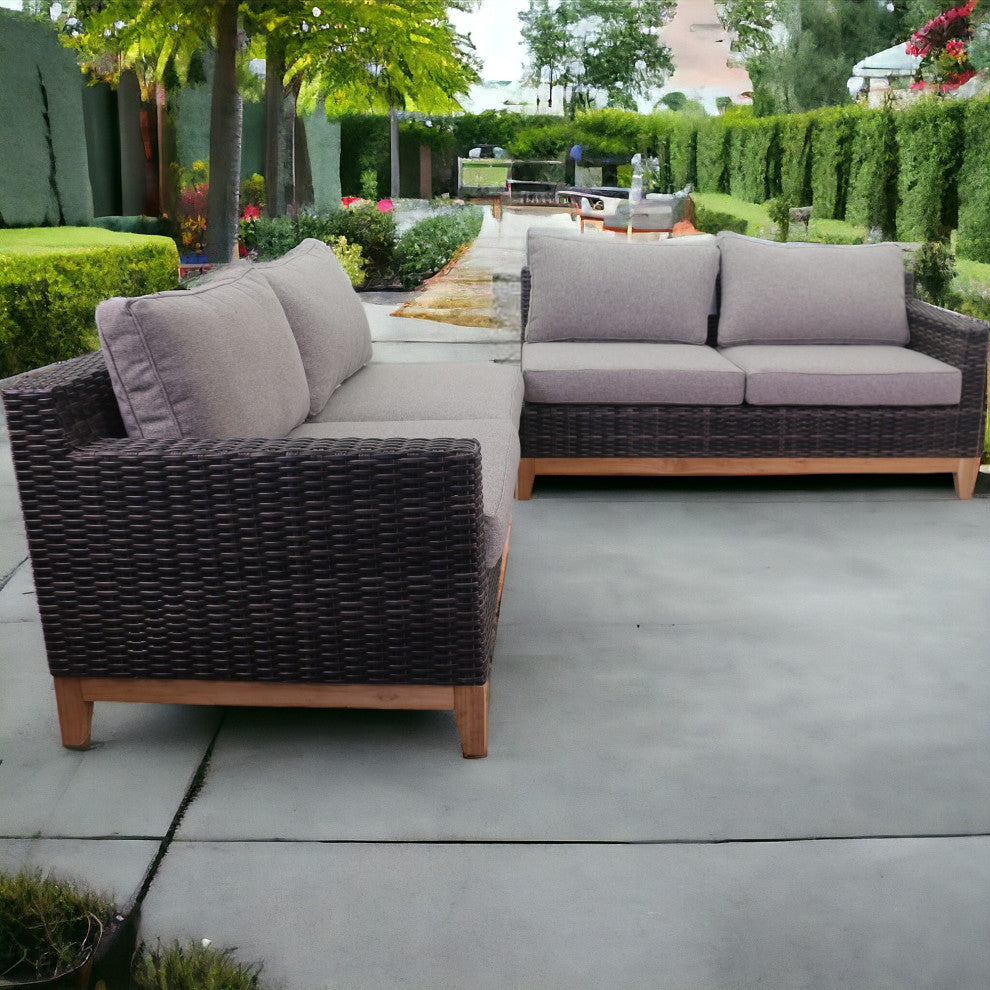 Courtyard Casual Maywood Silver Oak 2-Piece Loveseat Sectional Set With Cushions