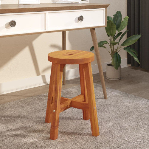 vidaXL Stool Vanity Stool with Solid Wood Legs Brown Round Solid Wood Acacia