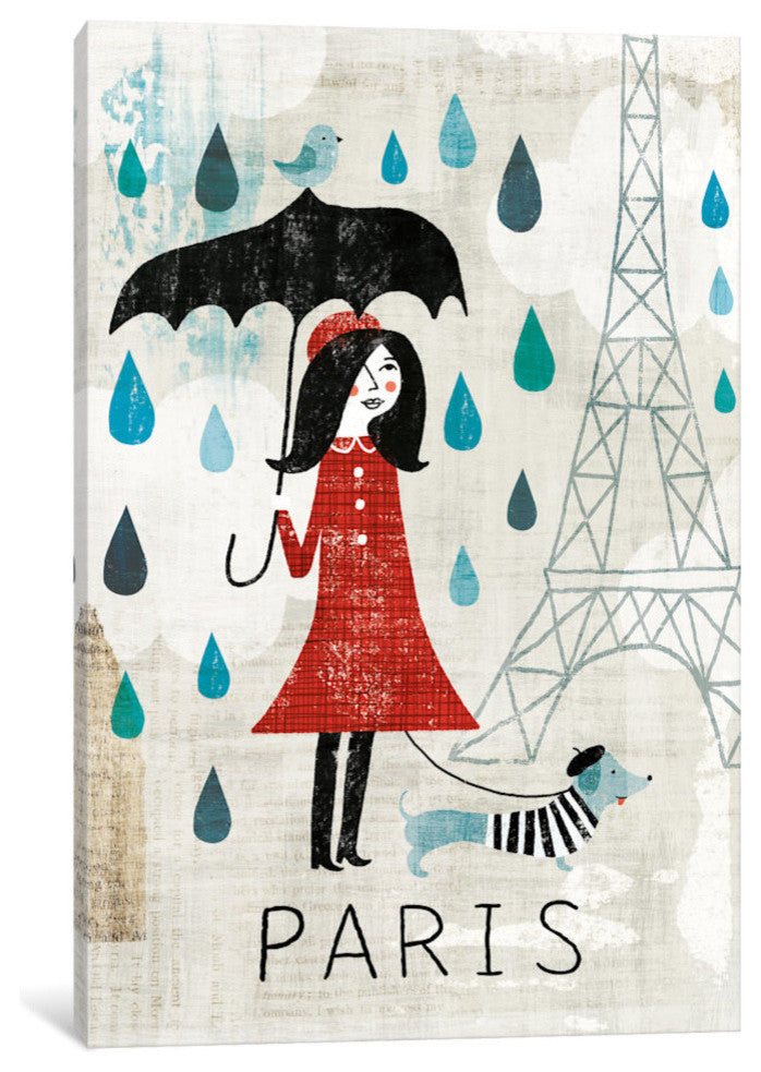"Rainy Day Paris" Print by Michael Mullan, 40"x26"x1.5"