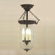 Semi Flush Elongated Bell Jar Lantern With Star Glass