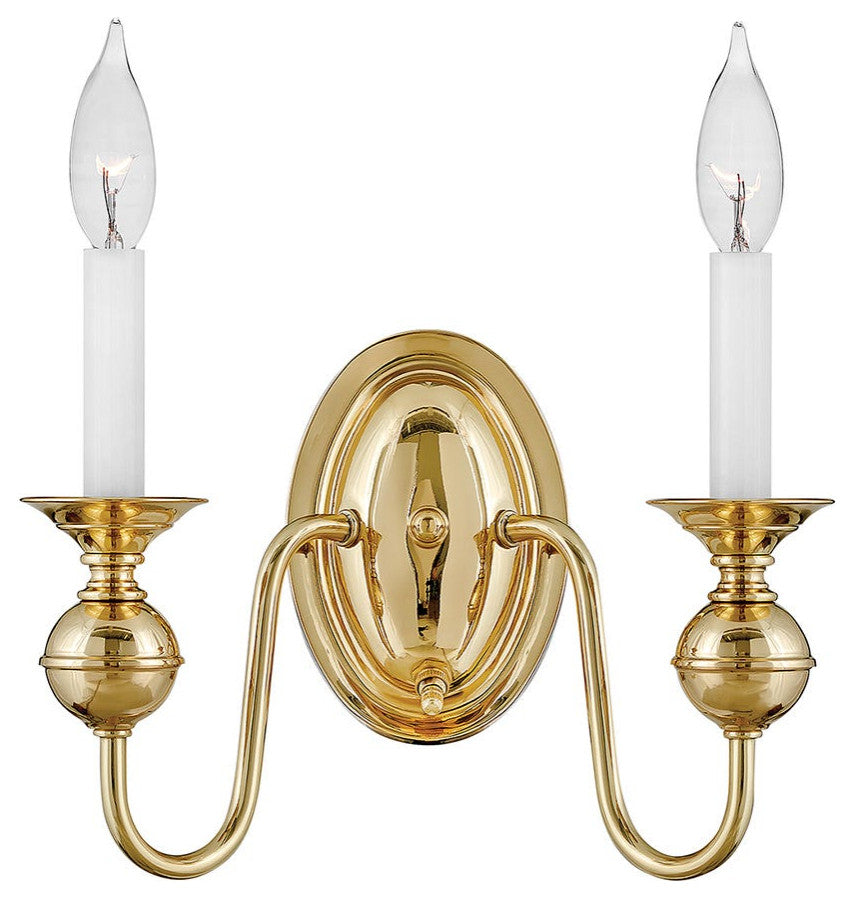 Hinkley Virginian Two Light Sconce, Polished Brass