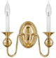 Hinkley Virginian Two Light Sconce, Polished Brass