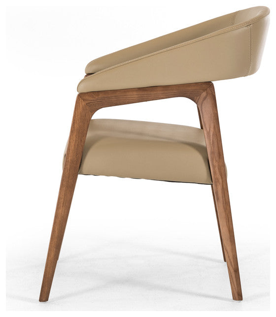 HomeRoots 31" Taupe Leatherette and Walnut Wood Dining Chair